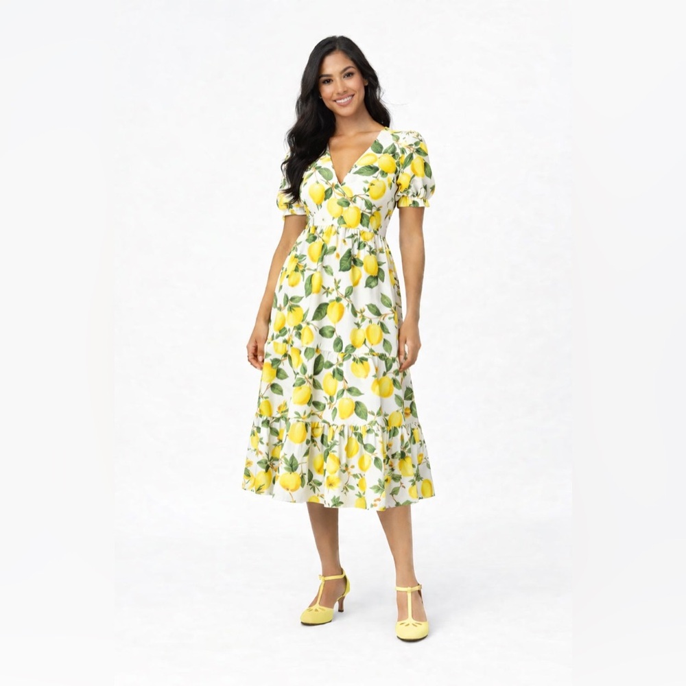 Chase+Chloe Women’s Retro Mary Jane Pumps lemon - T-Strap Low Heels-Size 10-New - Picture 6 of 10